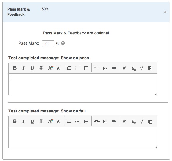 Set quiz passmark with ClassMarker