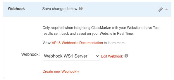 Online exam wehooks settings